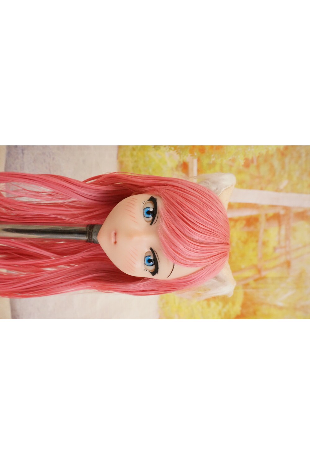 【中古】【O新古超美品】DollHouse168 色気美人 #ネコ娘 髪の毛の植毛OP シリコンヘッド単品(90〜95cm推奨)(ピンク髪)
