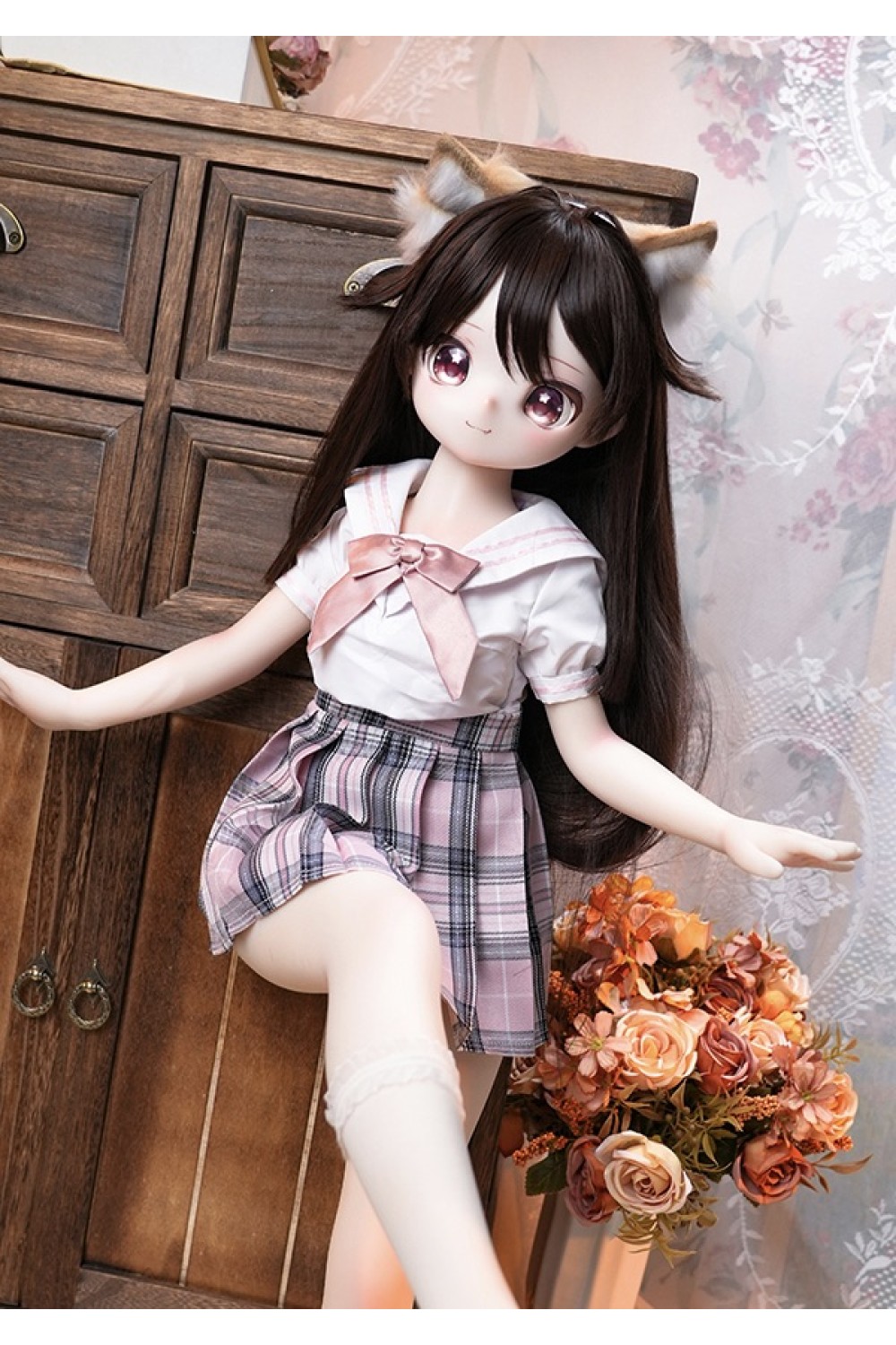 【新品】MW Girl（魔物姫）85cm ももちゃん 7kg ソフトビニール製頭部 シリコン製ボディ 肌色＆眼球色＆メイク＆ウィッグ＆衣装は宣材写真と同じ 軽量化で収納しやい フィギュア MW 0001
