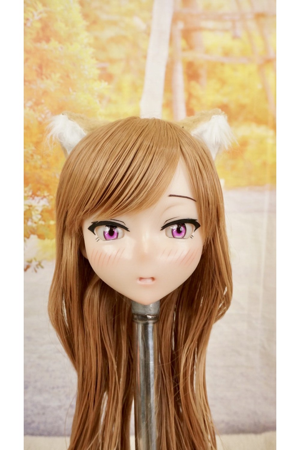 【中古】【O新古超美品】DollHouse168 色気美人 #ネコ娘 シリコンヘッド単品 髪の毛の植毛OP(90〜95cm推奨)(茶髪)