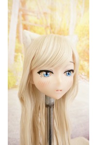 【中古】【O新古超美品】DollHouse168 色気美人 #ネコ娘 シリコンヘッド単品 髪の毛の植毛OP(90〜95cm推奨)(白髪)