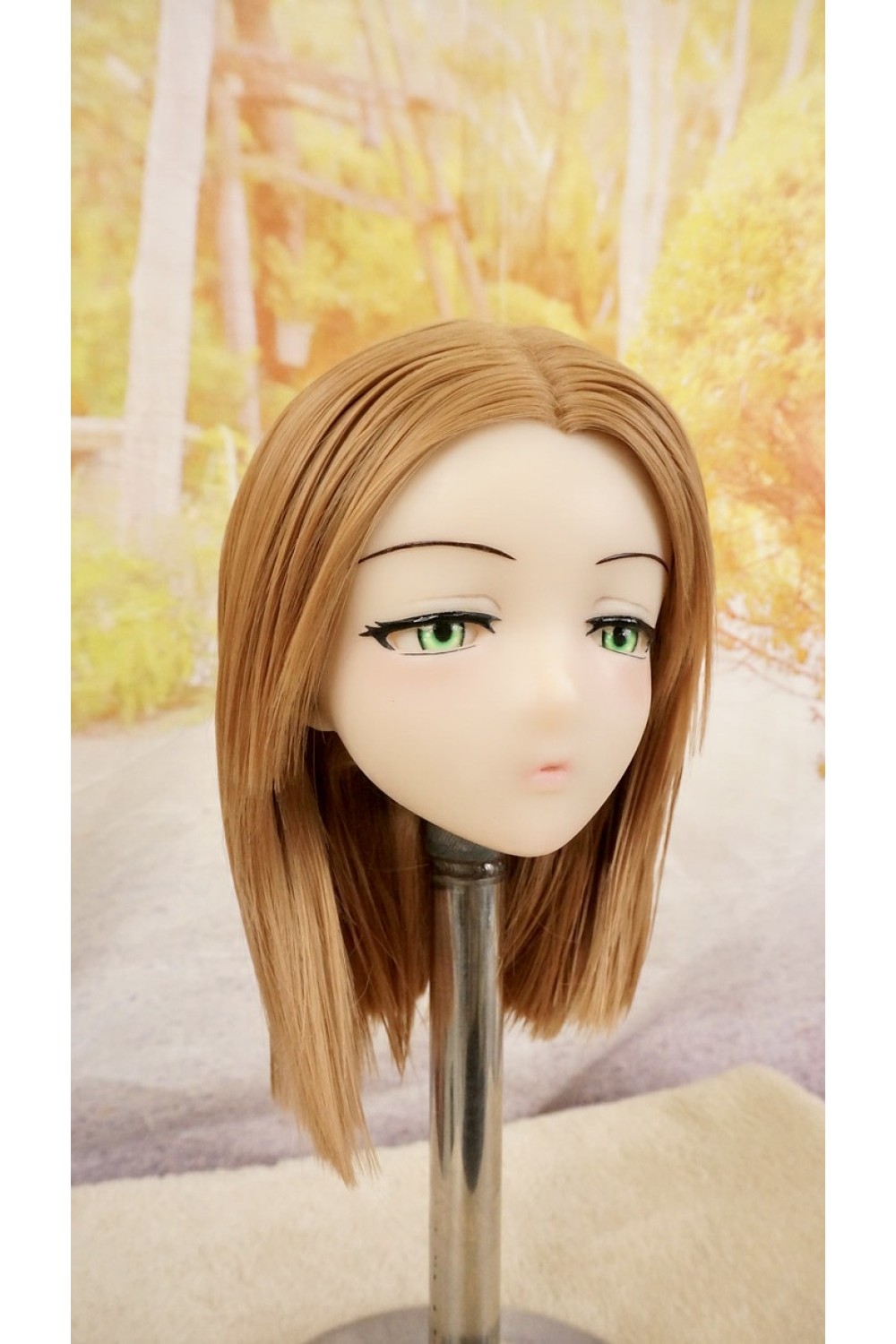 【中古】【O新古超美品】DollHouse168 色気美人 #RicoB 髪の毛の植毛OP シリコンヘッド単品(90〜95cm推奨)(茶髪)