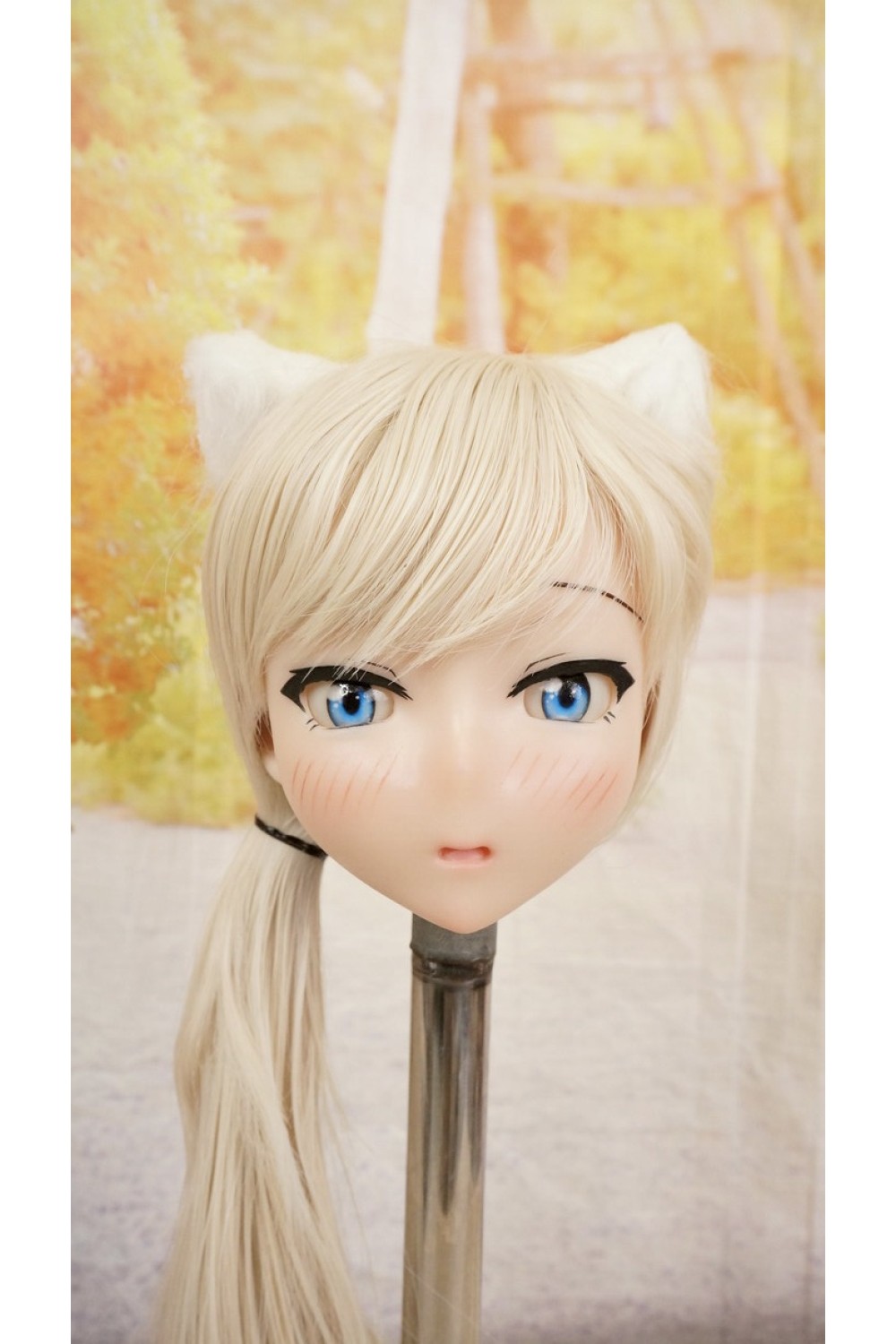 【中古】【O新古超美品】DollHouse168 色気美人 #ネコ娘 シリコンヘッド単品 髪の毛の植毛OP (90〜95cm推奨)(茶髪)