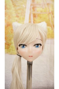 【中古】【O新古超美品】DollHouse168 色気美人 #ネコ娘 シリコンヘッド単品 髪の毛の植毛OP (90〜95cm推奨)(茶髪)