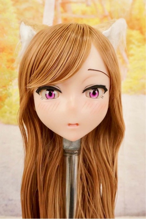 【中古】【O新古超美品】DollHouse168 色気美人 #ネコ娘 髪の毛の植毛OP シリコンヘッド単品(90〜95cm推奨)(茶髪)