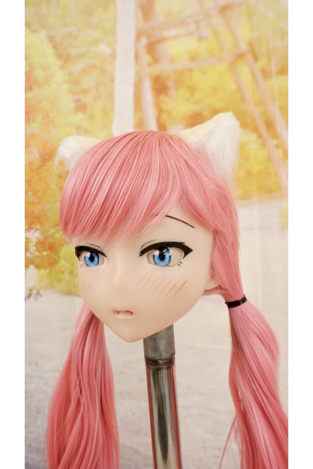 【中古】【O新古超美品】DollHouse168 色気美人 #ネコ娘 髪の毛の植毛OP シリコンヘッド単品(90〜95cm推奨)(ピンク髪)