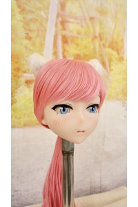 【中古】【O新古超美品】DollHouse168 色気美人 #ネコ娘 髪の毛の植毛OP シリコンヘッド単品(90〜95cm推奨)(ピンク髪)