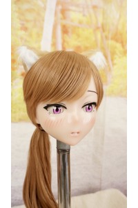 【中古】【O新古超美品】DollHouse168 色気美人 #ネコ娘 シリコンヘッド単品 髪の毛の植毛OP(90〜95cm推奨)(茶髪)