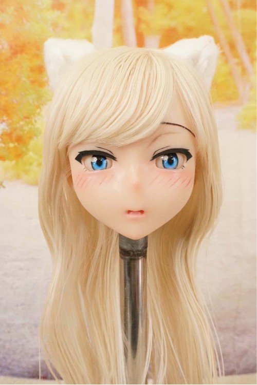 【中古】【O新古超美品】DollHouse168 色気美人 #ネコ娘 髪の毛の植毛OP シリコンヘッド単品(90〜95cm推奨)(白髪)