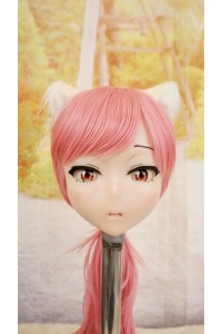 【中古】【O新古超美品】DollHouse168 色気美人 #ネコ娘 髪の毛の植毛OP シリコンヘッド単品(90〜95cm推奨)(ピンク髪)