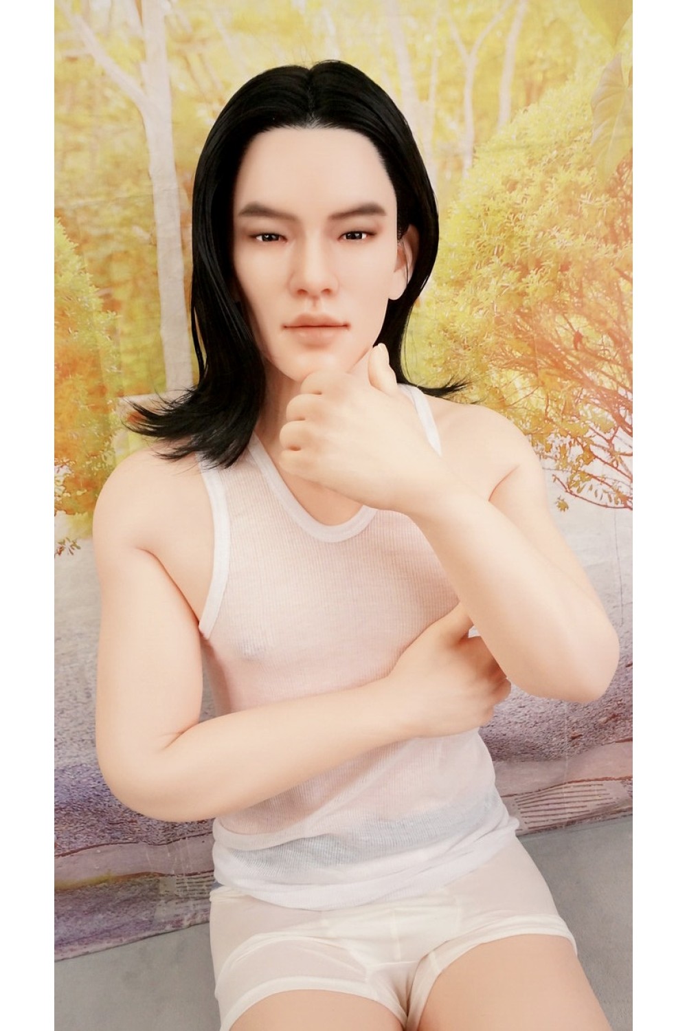 【中古】【初心者応援パック 新古超美品】Qita Doll #晋さんシリコンヘッド 177cm 男性ドール リアルメイク付き 自立加工OP 分体式ペニス+電動機能OP(21cm) 【フルシリコン製】