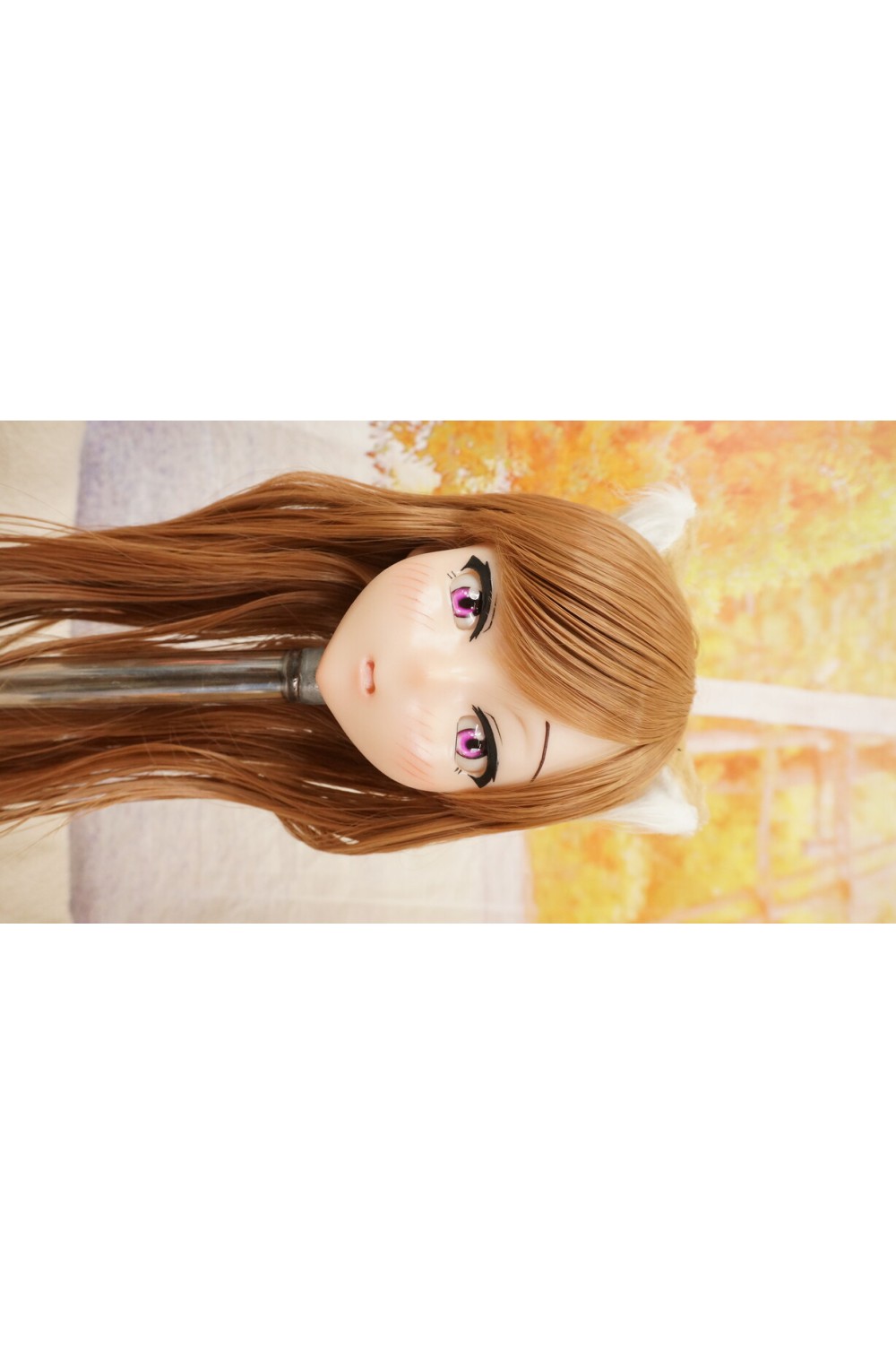 【中古】【O新古超美品】DollHouse168 色気美人 #ネコ娘 シリコンヘッド単品 髪の毛の植毛OP(90〜95cm推奨)(茶髪)
