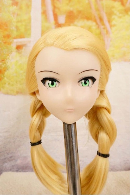 【O国内検品済 新品未使用即納品】 DollHouse168 色気美人 #Rika 髪の毛の植毛OP シリコンヘッド単品(90〜95cm推奨)(金髪)