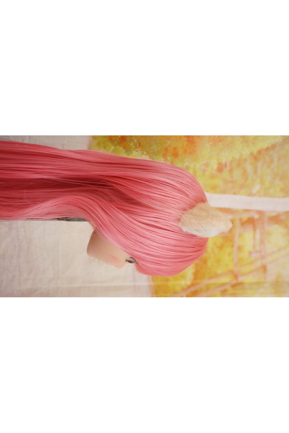 【中古】【O新古超美品】DollHouse168 色気美人 #ネコ娘 シリコンヘッド単品 髪の毛の植毛OP(90〜95cm推奨)(ピンク髪)