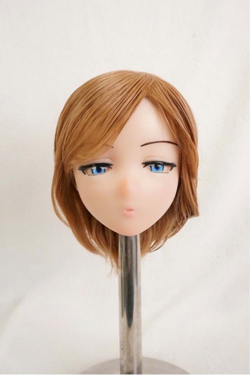 【O国内検品済 新品未使用即納品】 DollHouse168 色気美人 #RicoB 髪の毛の植毛OP シリコンヘッド単品(90〜95cm推奨)(茶髪)