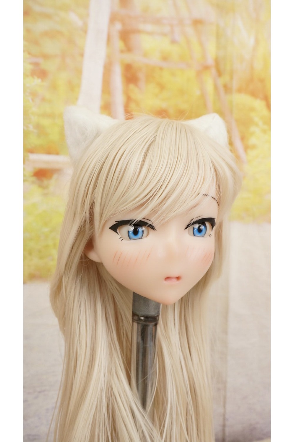 【中古】【O新古超美品】DollHouse168 色気美人 #ネコ娘 シリコンヘッド単品 髪の毛の植毛OP (90〜95cm推奨)(茶髪)