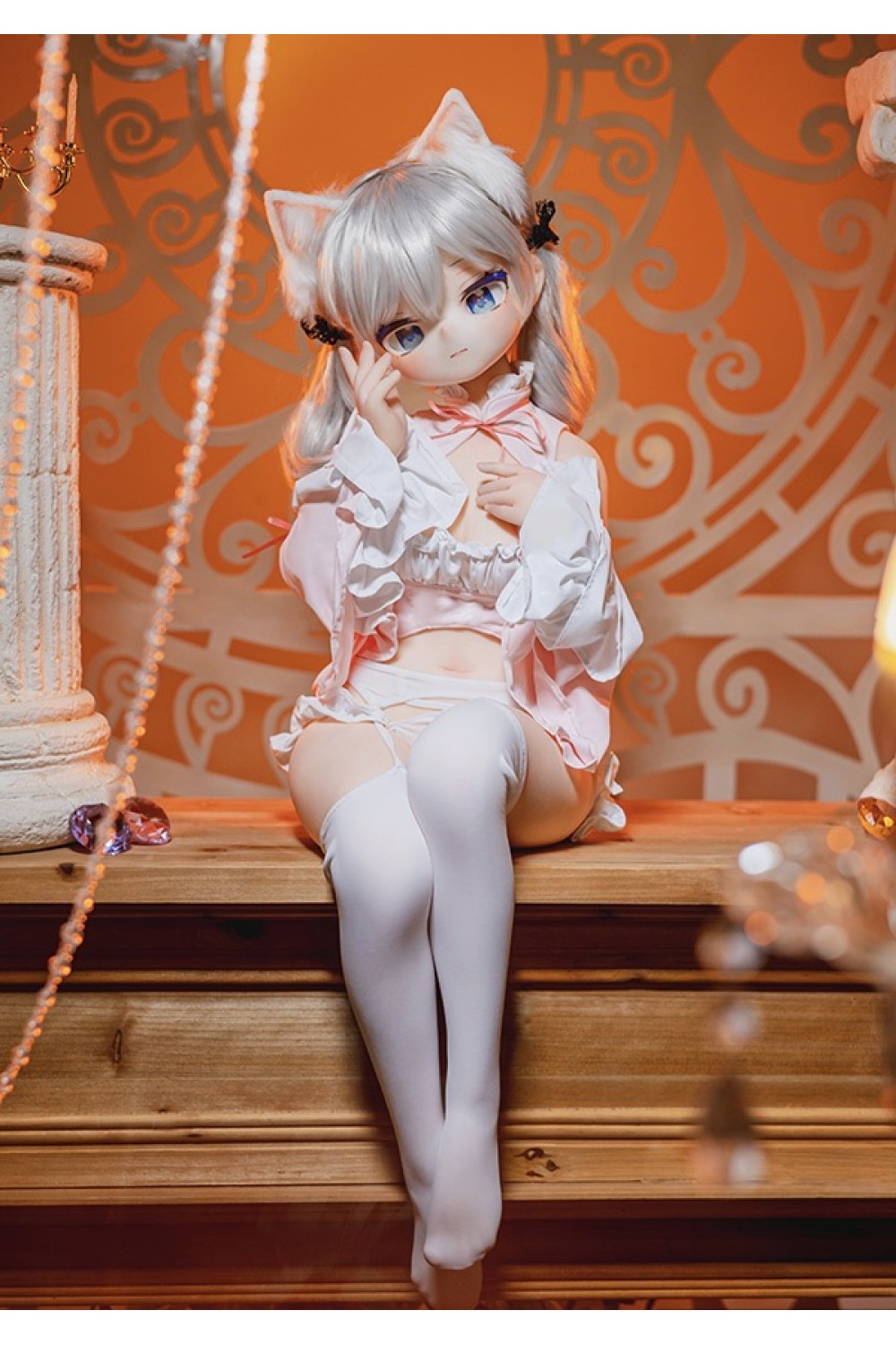 【新品】MW Girl（魔物姫）85cm 优米 ユウミちゃん 5.5kg 猫耳 ソフトビニール製頭部 TPE製ボディ 肌色＆眼球色＆メイク＆ウィッグ＆衣装は宣材写真と同じ 甘ロリ風 フィギュア MW 0002