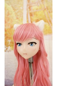 【中古】【O新古超美品】DollHouse168 色気美人 #ネコ娘 髪の毛の植毛OP シリコンヘッド単品(90〜95cm推奨)(ピンク髪)