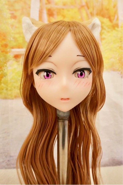 【中古】【O新古超美品】DollHouse168 色気美人 #ネコ娘 髪の毛の植毛OP シリコンヘッド単品(90〜95cm推奨)(茶髪)