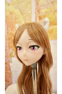 【中古】【O新古超美品】DollHouse168 色気美人 #ネコ娘 髪の毛の植毛OP シリコンヘッド単品(90〜95cm推奨)(茶髪)
