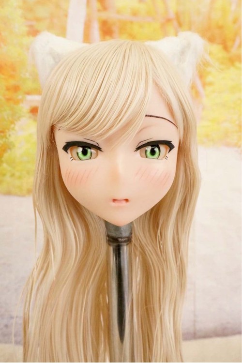 【中古】【O新古超美品】DollHouse168 色気美人 #ネコ娘 髪の毛の植毛OP シリコンヘッド単品(90〜95cm推奨)(白髪)
