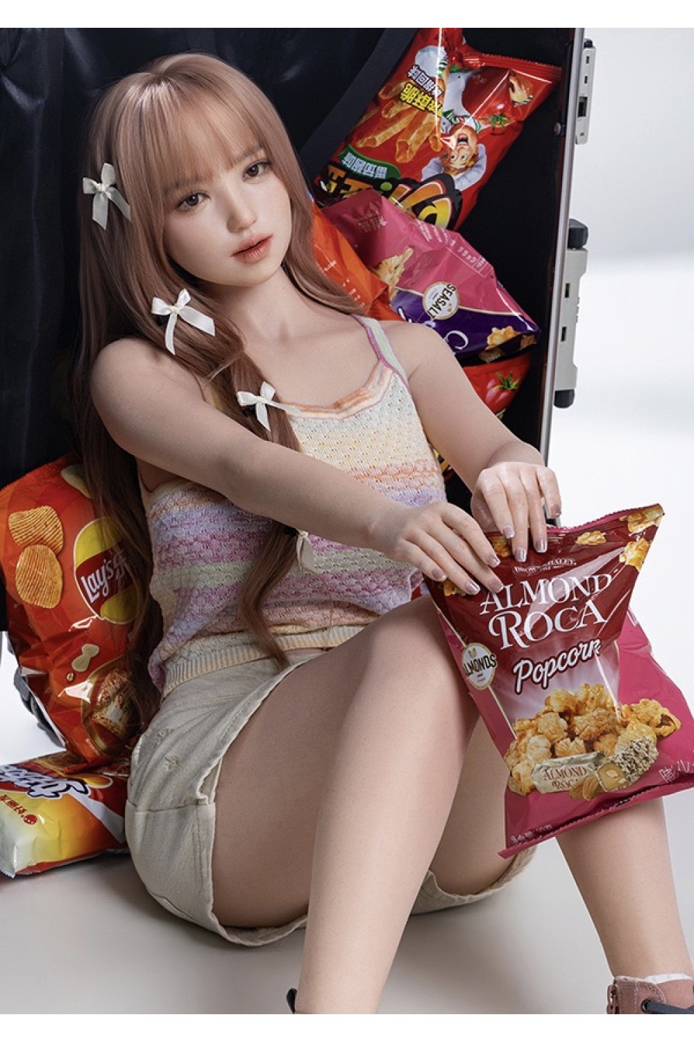 【新品】【アートワークカスタム版 爆撃機】【RRS+版】TOPSINO TYPEグラビアミニ子 123cm T1230 T31B 米環（Mihuan）ヘッド取り外しタイプ フルシリコン製ラブドール リボン付きガーリースタイル TOP 0072