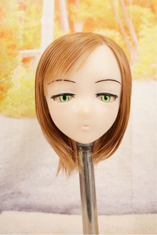 【O国内検品済 新品未使用即納品】 DollHouse168 色気美人 #RicoB 髪の毛の植毛OP シリコンヘッド単品(90〜95cm推奨)(茶髪)