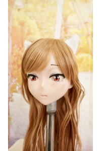 【中古】【O新古超美品】DollHouse168 色気美人 #ネコ娘 シリコンヘッド単品 髪の毛の植毛OP(90〜95cm推奨)(茶髪)