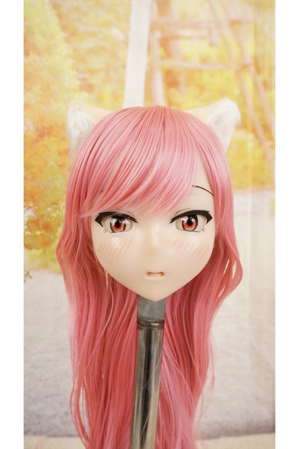 【中古】【O新古超美品】DollHouse168 色気美人 #ネコ娘 シリコンヘッド単品 髪の毛の植毛OP(90〜95cm推奨)(ピンク髪)