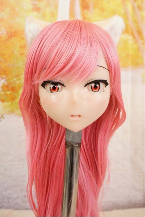 【中古】【O新古超美品】DollHouse168 色気美人 #ネコ娘 シリコンヘッド単品 髪の毛の植毛OP(90〜95cm推奨)(ピンク髪)