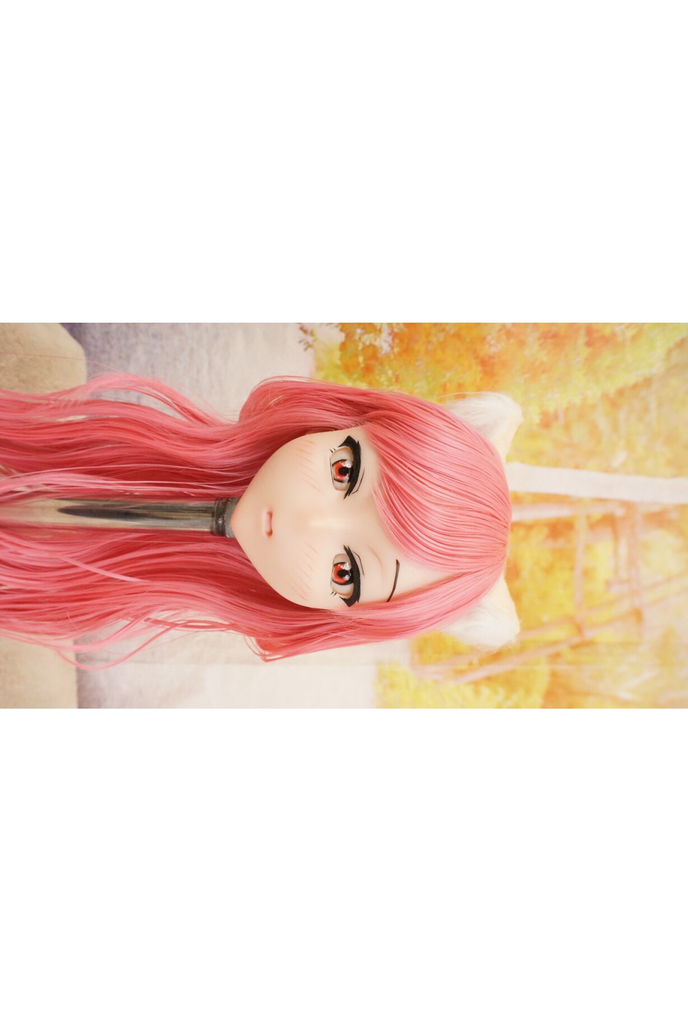【中古】【O新古超美品】DollHouse168 色気美人 #ネコ娘 髪の毛の植毛OP シリコンヘッド単品(90〜95cm推奨)(ピンク髪)