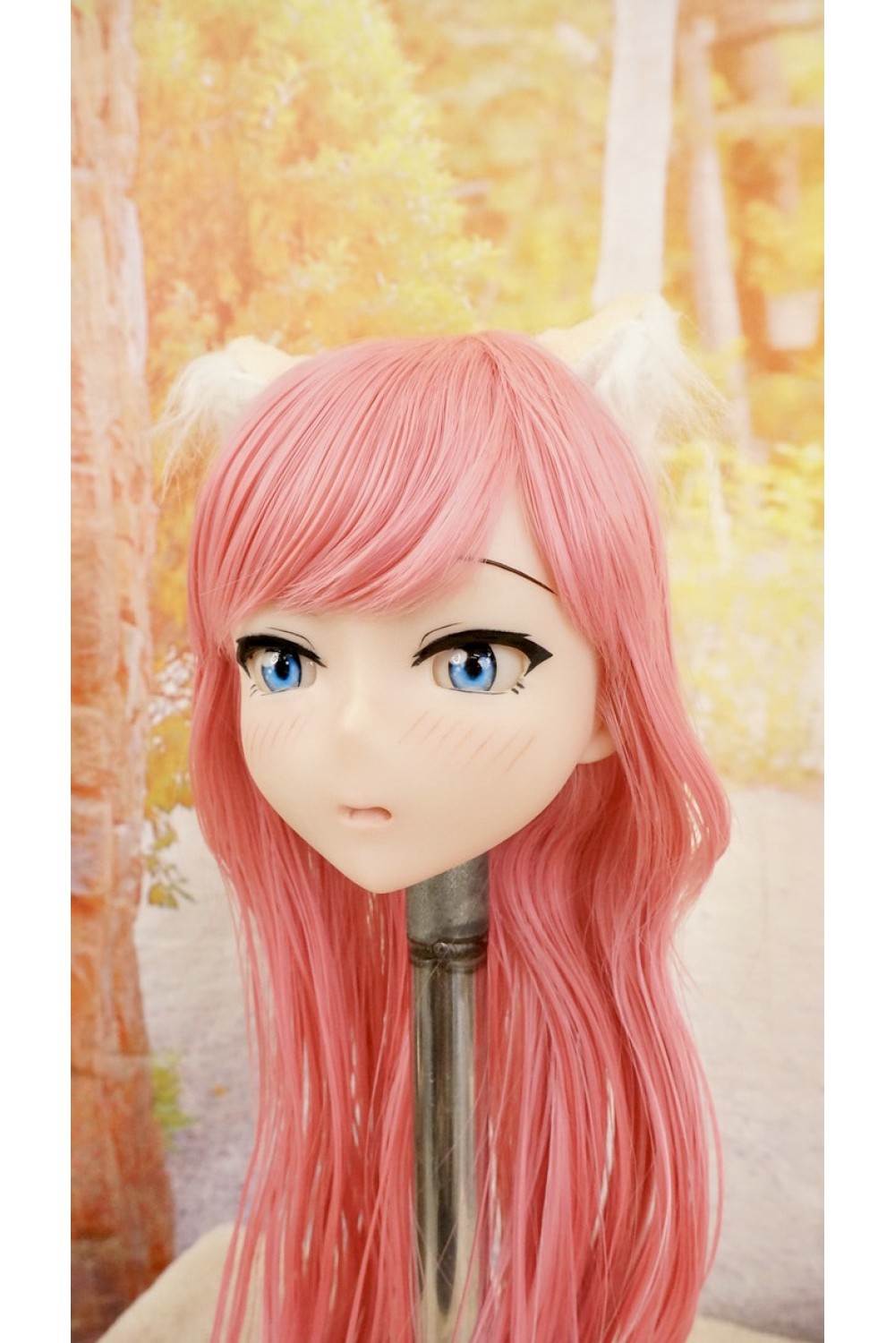 【中古】【O新古超美品】DollHouse168 色気美人 #ネコ娘 髪の毛の植毛OP シリコンヘッド単品(90〜95cm推奨)(ピンク髪)