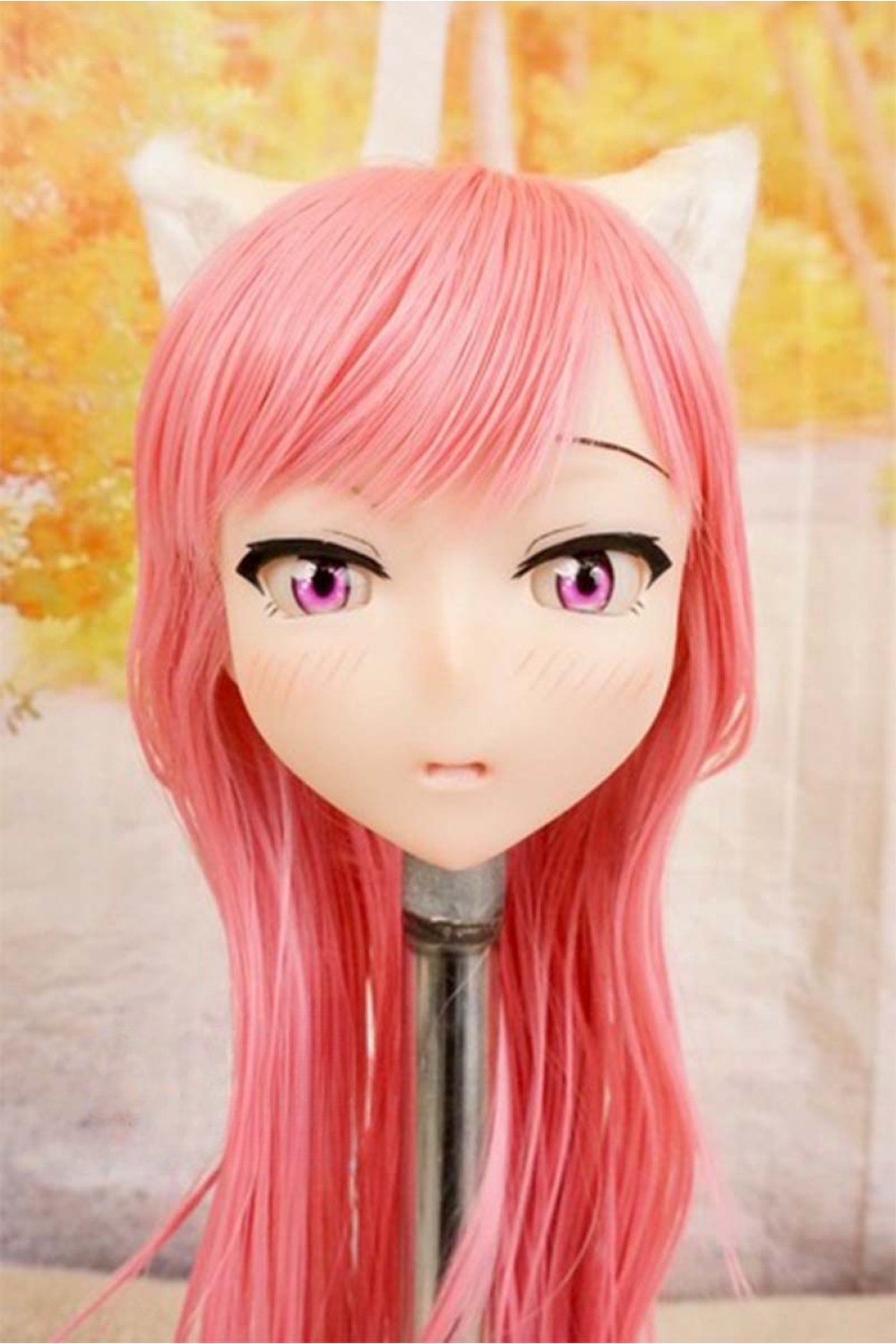 【中古】【O新古超美品】DollHouse168 色気美人 #ネコ娘 髪の毛の植毛OP シリコンヘッド単品(90〜95cm推奨)(ピンク髪)