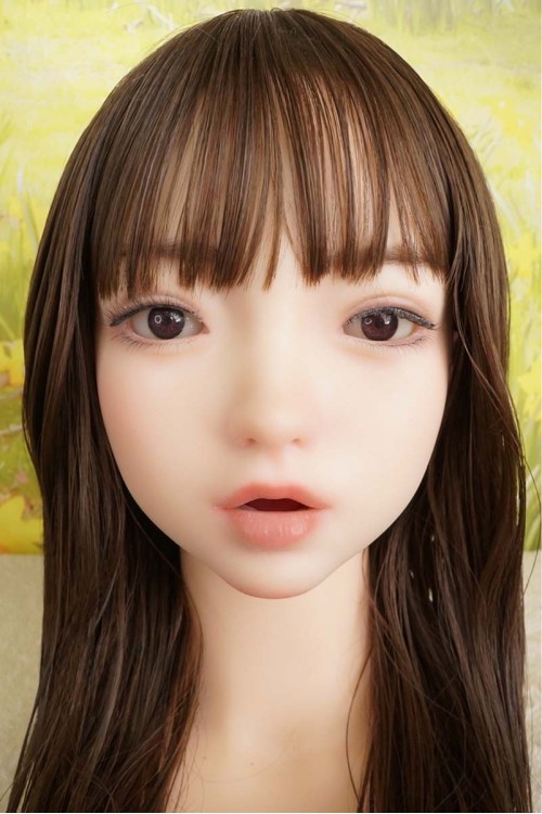 【新古超美品】Real Girl #D6軟性シリコンヘッド(140-170CM身長適用) 高級職人メイク 口の開閉機能付き リアル口腔構造 眉毛と下睫毛の植毛 視点移動 肌色 ナチュラル シリコンヘッド単品