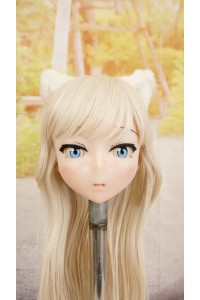 【中古】【O新古超美品】DollHouse168 色気美人 #ネコ娘 髪の毛の植毛OP シリコンヘッド単品(90〜95cm推奨)(白髪)