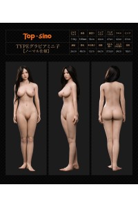 【新品】【アートワークカスタム版 爆撃機】【RRS+版】TOPSINO TYPEグラビアミニ子 123cm T1230 T31B 米環（Mihuan）ヘッド取り外しタイプ フルシリコン製ラブドール リボン付きガーリースタイル TOP 0072