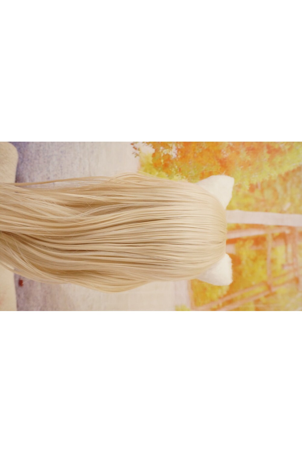 【中古】【O新古超美品】DollHouse168 色気美人 #ネコ娘 髪の毛の植毛OP シリコンヘッド単品(90〜95cm推奨)(白髪)