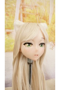 【中古】【O新古超美品】DollHouse168 色気美人 #ネコ娘 髪の毛の植毛OP シリコンヘッド単品(90〜95cm推奨)(白髪)