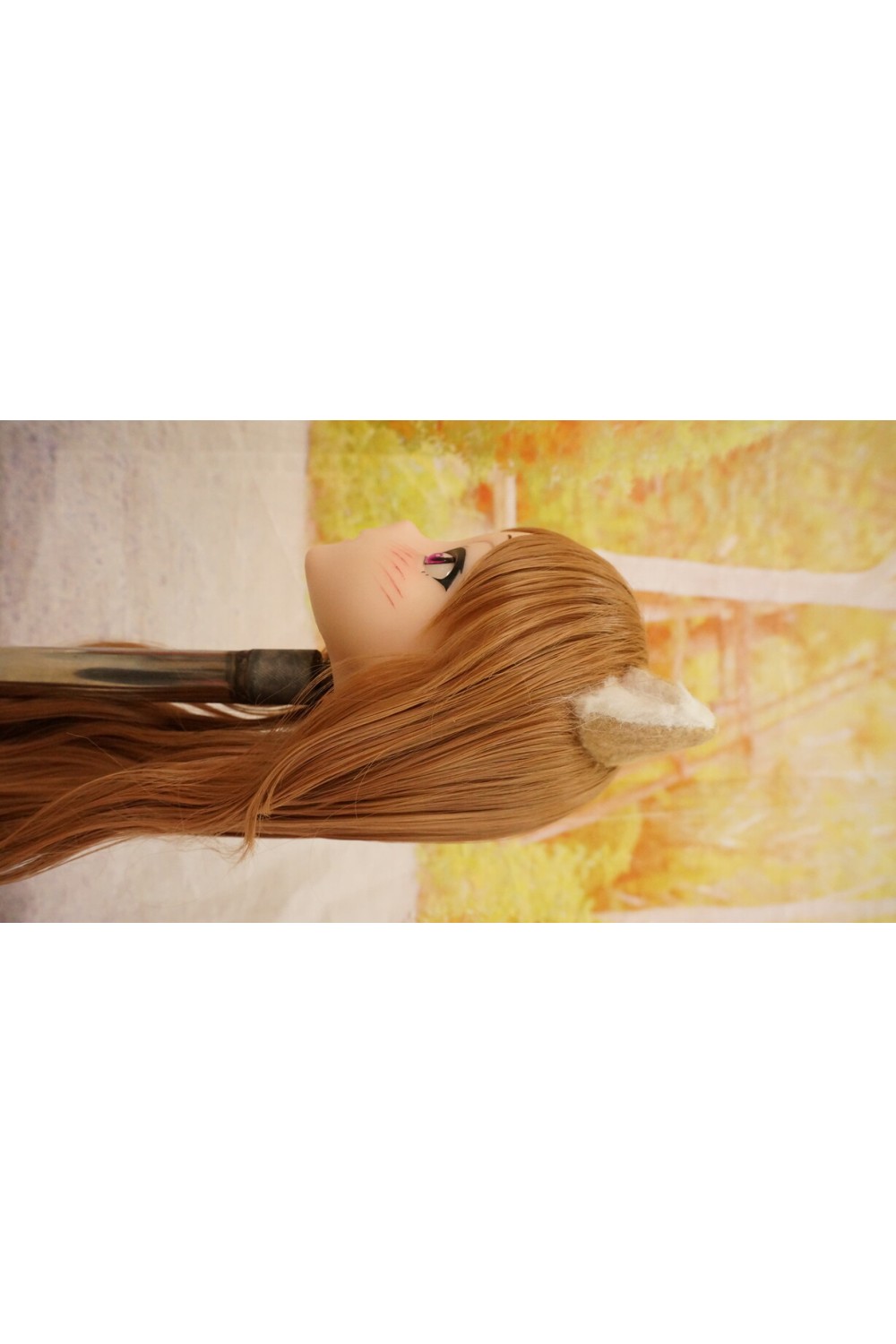 【中古】【O新古超美品】DollHouse168 色気美人 #ネコ娘 髪の毛の植毛OP シリコンヘッド単品(90〜95cm推奨)(茶髪)
