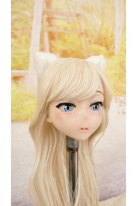 【中古】【O新古超美品】DollHouse168 色気美人 #ネコ娘 髪の毛の植毛OP シリコンヘッド単品(90〜95cm推奨)(白髪)