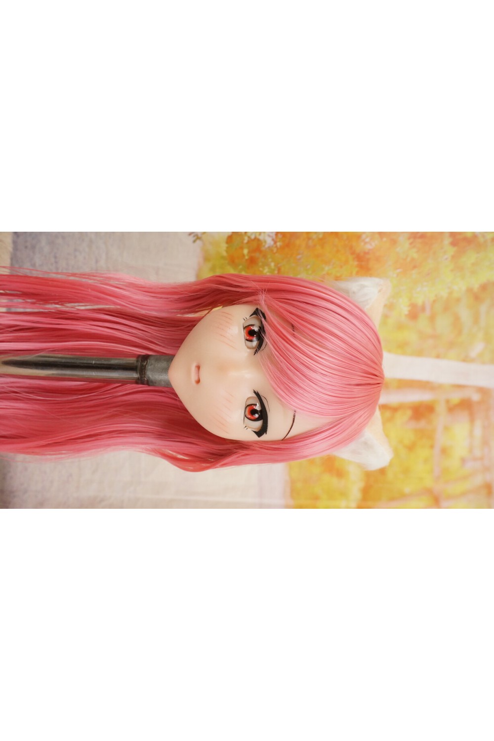 【中古】【O新古超美品】DollHouse168 色気美人 #ネコ娘 シリコンヘッド単品 髪の毛の植毛OP(90〜95cm推奨)(ピンク髪)