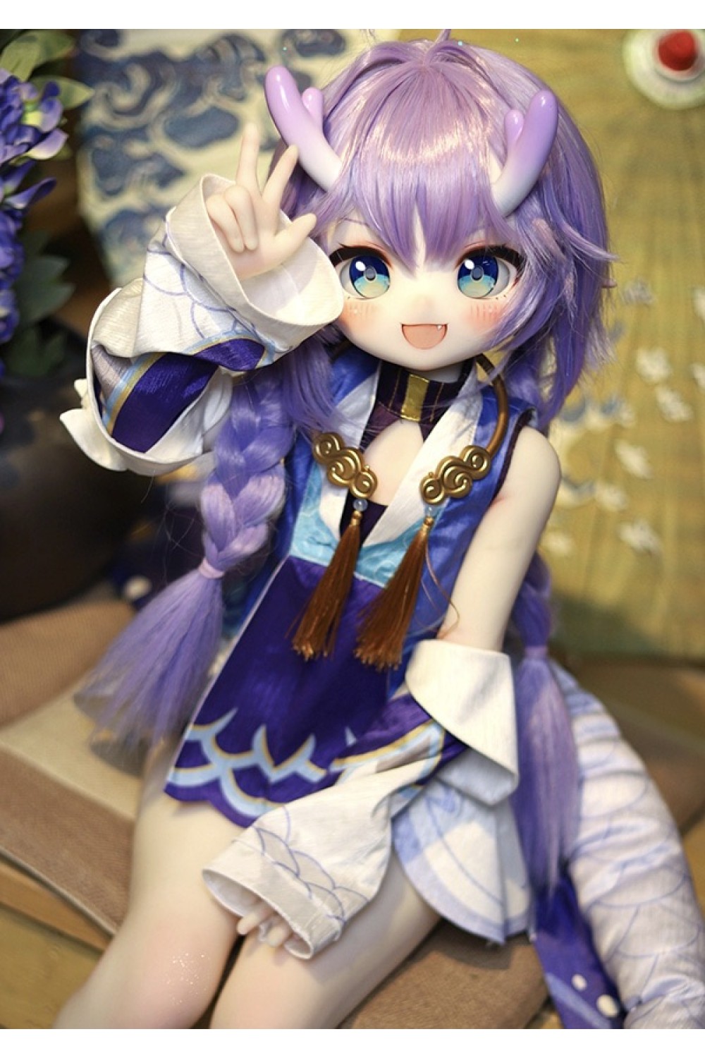 【新品】MOZU DOLL 85cm Aカップ 白露ちゃん ソフトビニール製頭部 TPE製ボディ 肌色＆眼球色＆メイク＆ウィッグ＆衣装は宣材写真と同じ 6kg MOZU 0018