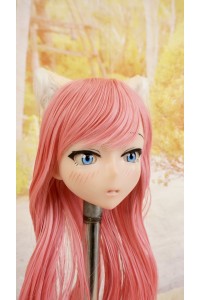 【中古】【O新古超美品】DollHouse168 色気美人 #ネコ娘 髪の毛の植毛OP シリコンヘッド単品(90〜95cm推奨)(ピンク髪)