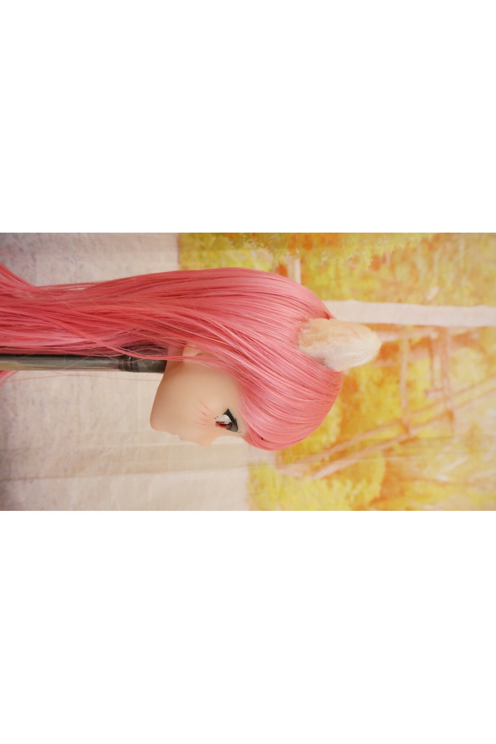 【中古】【O新古超美品】DollHouse168 色気美人 #ネコ娘 髪の毛の植毛OP シリコンヘッド単品(90〜95cm推奨)(ピンク髪)