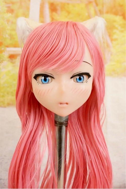 【中古】【O新古超美品】DollHouse168 色気美人 #ネコ娘 髪の毛の植毛OP シリコンヘッド単品(90〜95cm推奨)(ピンク髪)