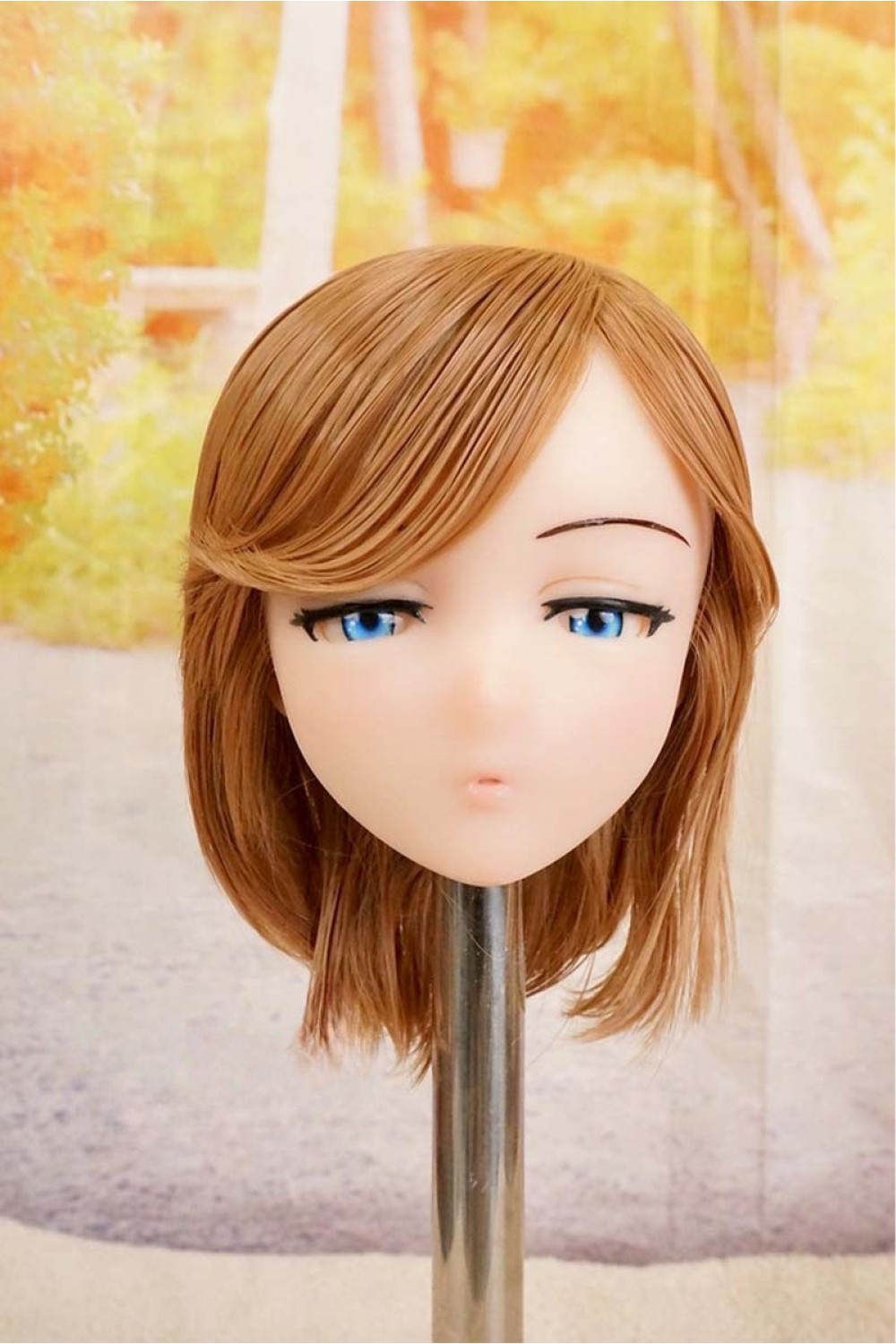 【O国内検品済 新品未使用即納品】 DollHouse168 色気美人 #RicoB 髪の毛の植毛OP シリコンヘッド単品(90〜95cm推奨)(茶髪)