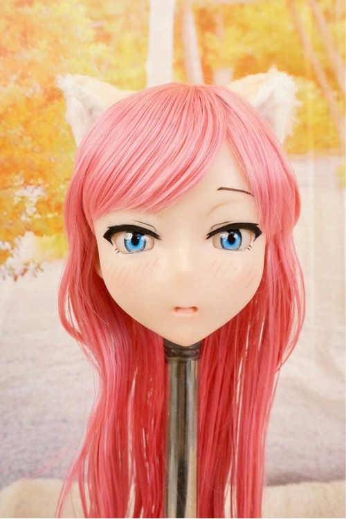【O国内検品済 新品未使用即納品】 DollHouse168 色気美人 #ネコ娘 髪の毛の植毛OP シリコンヘッド単品(90〜95cm推奨)(ピンク髪)