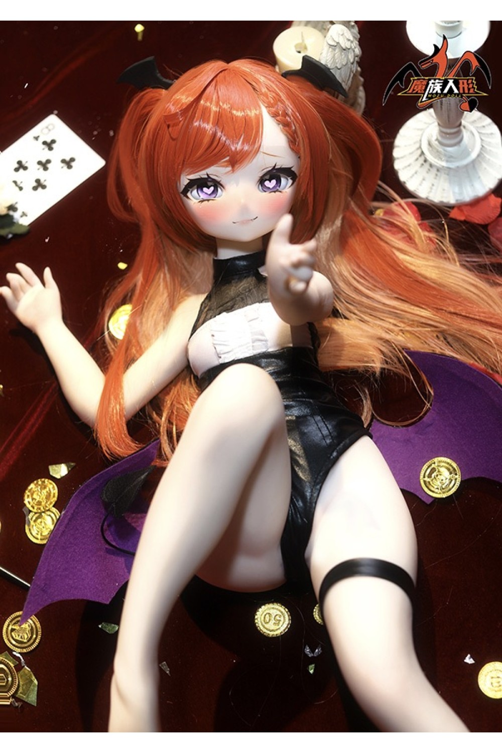 【新品】MOZU DOLL 85cm Aカップ 魔族看板娘 サリヒル ソフトビニール製頭部 TPE製ボディ 肌色＆眼球色＆メイク＆ウィッグ＆衣装は宣材写真と同じ 6kg MOZU 0021