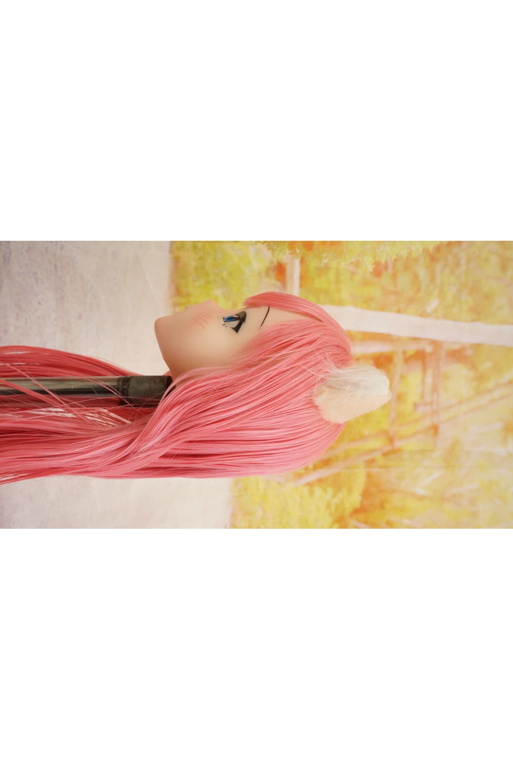【中古】【O新古超美品】DollHouse168 色気美人 #ネコ娘 髪の毛の植毛OP シリコンヘッド単品(90〜95cm推奨)(ピンク髪)