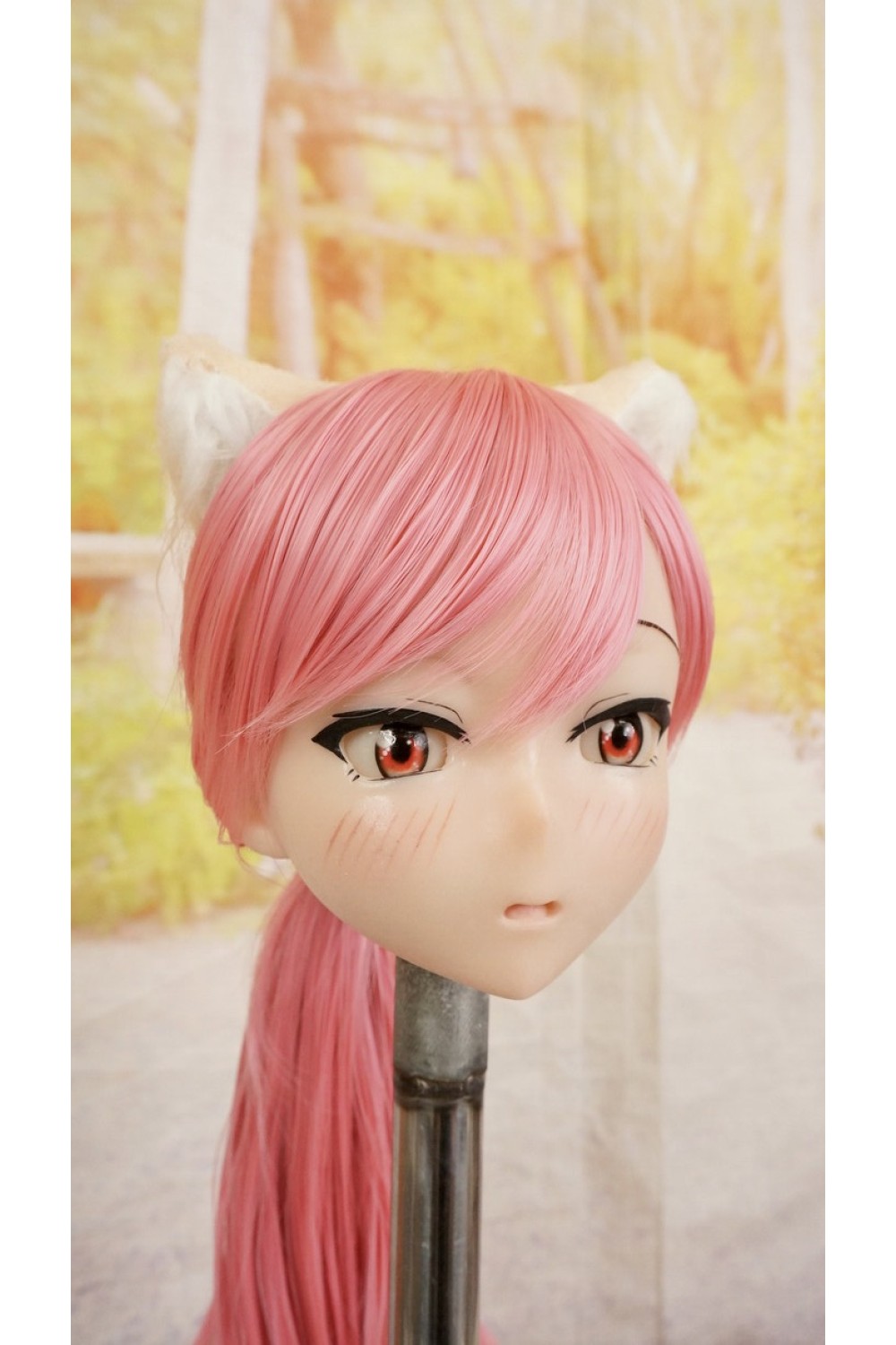 【中古】【O新古超美品】DollHouse168 色気美人 #ネコ娘 シリコンヘッド単品 髪の毛の植毛OP(90〜95cm推奨)(ピンク髪)