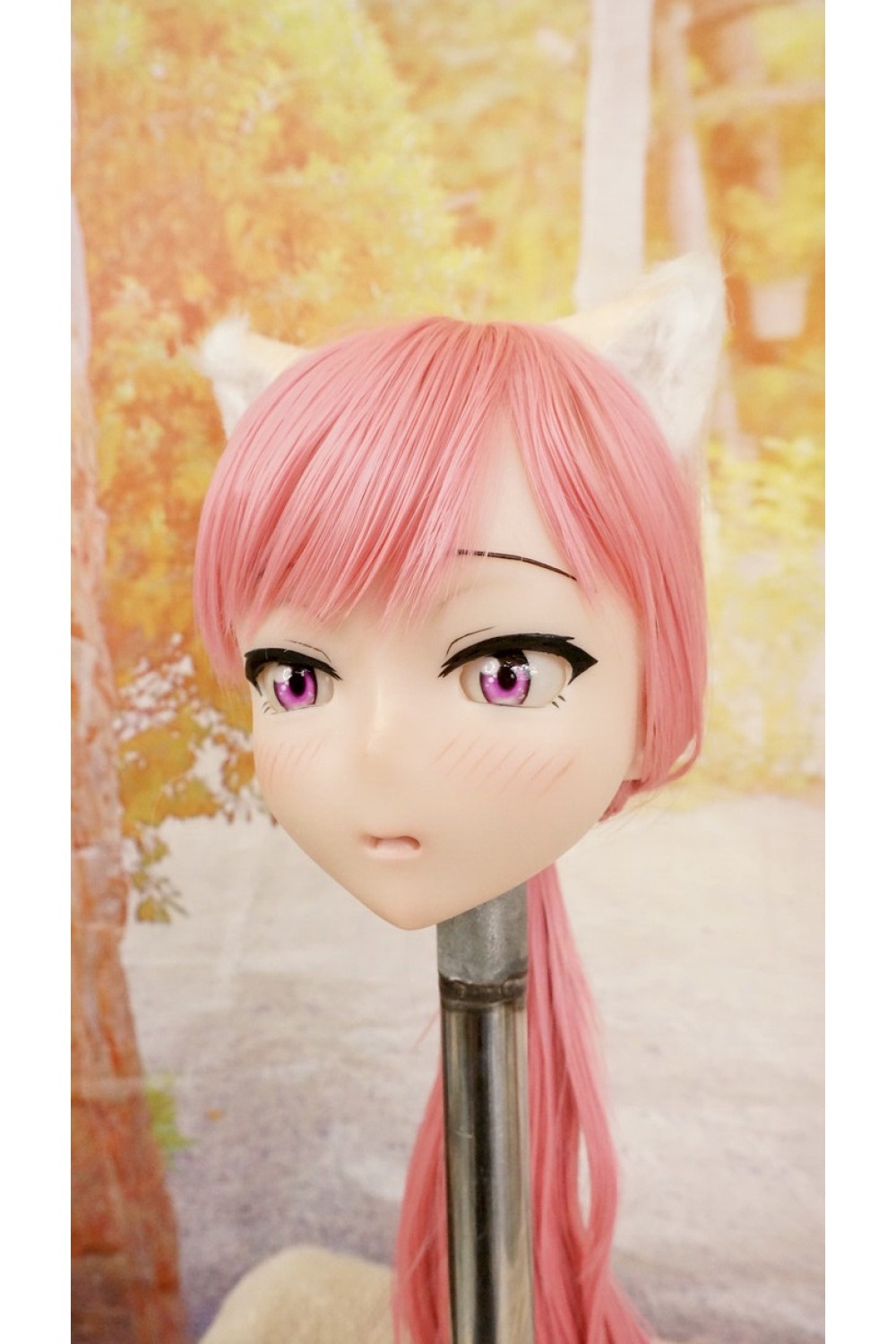 【中古】【O新古超美品】DollHouse168 色気美人 #ネコ娘 髪の毛の植毛OP シリコンヘッド単品(90〜95cm推奨)(ピンク髪)